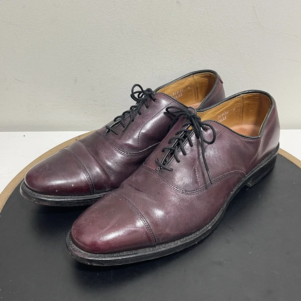 Allen Edmonds Park Avenue Men 9 AA Oxford Cap Toe Merlot Burgundy Quiet Luxury